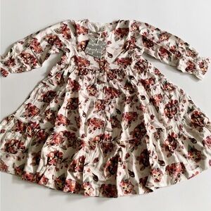 kate quinn White and Pink Long Sleeve Floral Dress